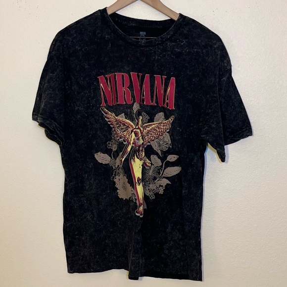 NWT Nirvana Tee - Women’s Medium Black - Band Tee Marbled 90s - Picture 2 of 5